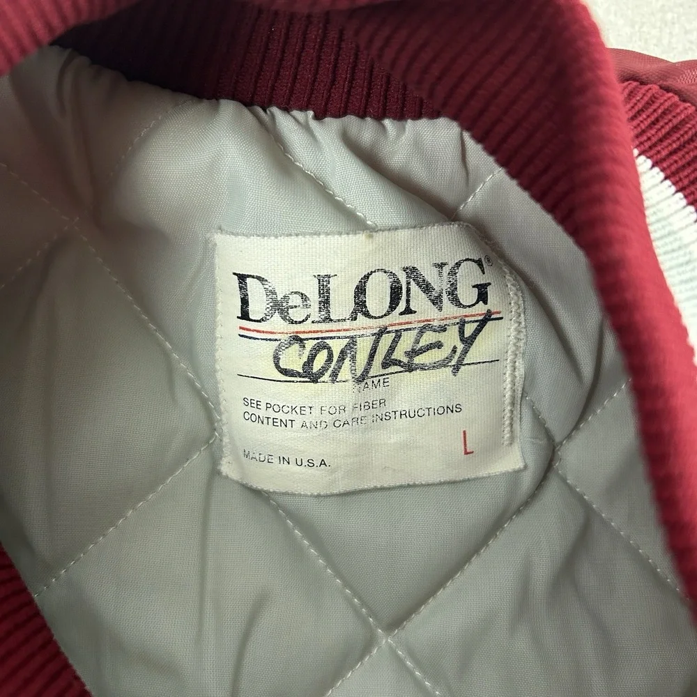 Vintage‎ DeLong Athletic Jacket Oilers Red Made in USA Mens Large 80s 90s